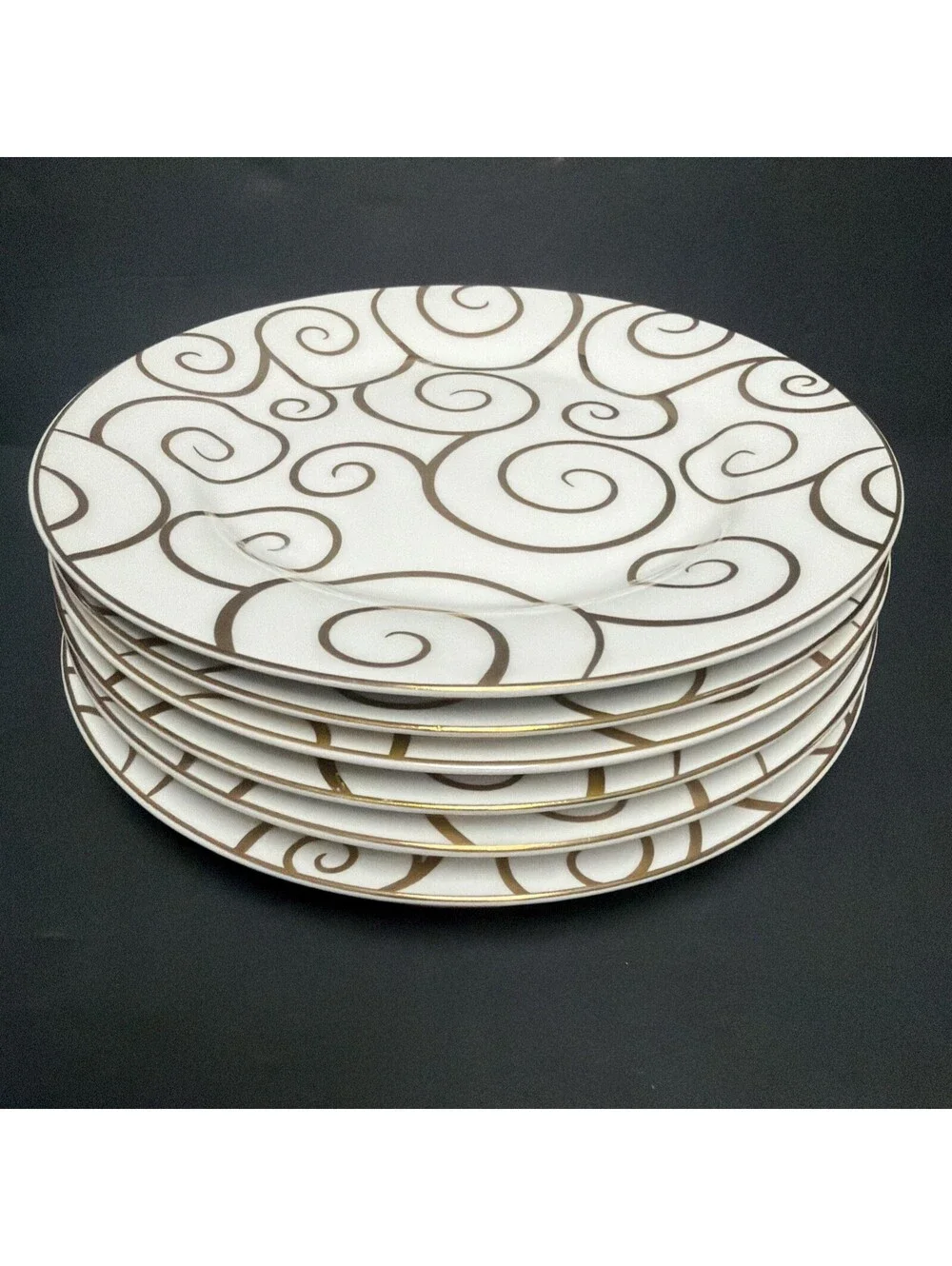 Pier One Gold Swirl Dessert Salad Plate 7 5/8” Retired Vintage Priced Each